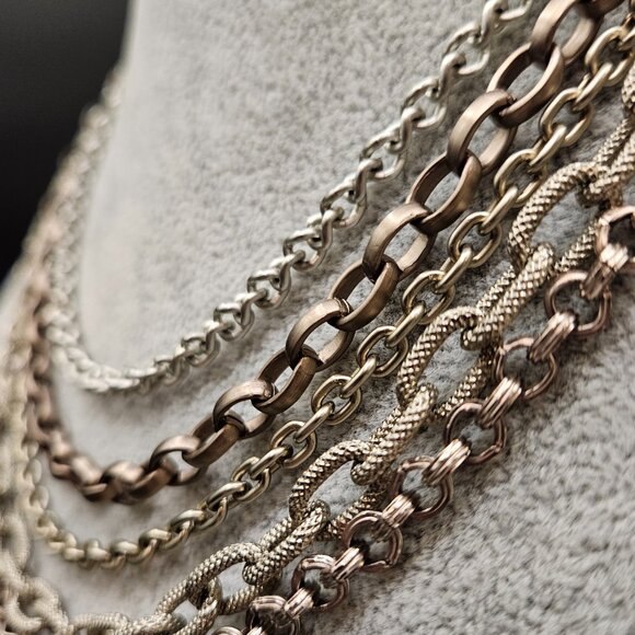 Sabika Five Chain Silver Necklace - Picture 2 of 11
